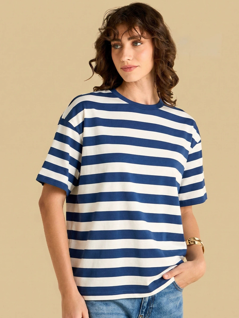ZARA Summer Russian Striped Womens Short Sleeve Tee Top